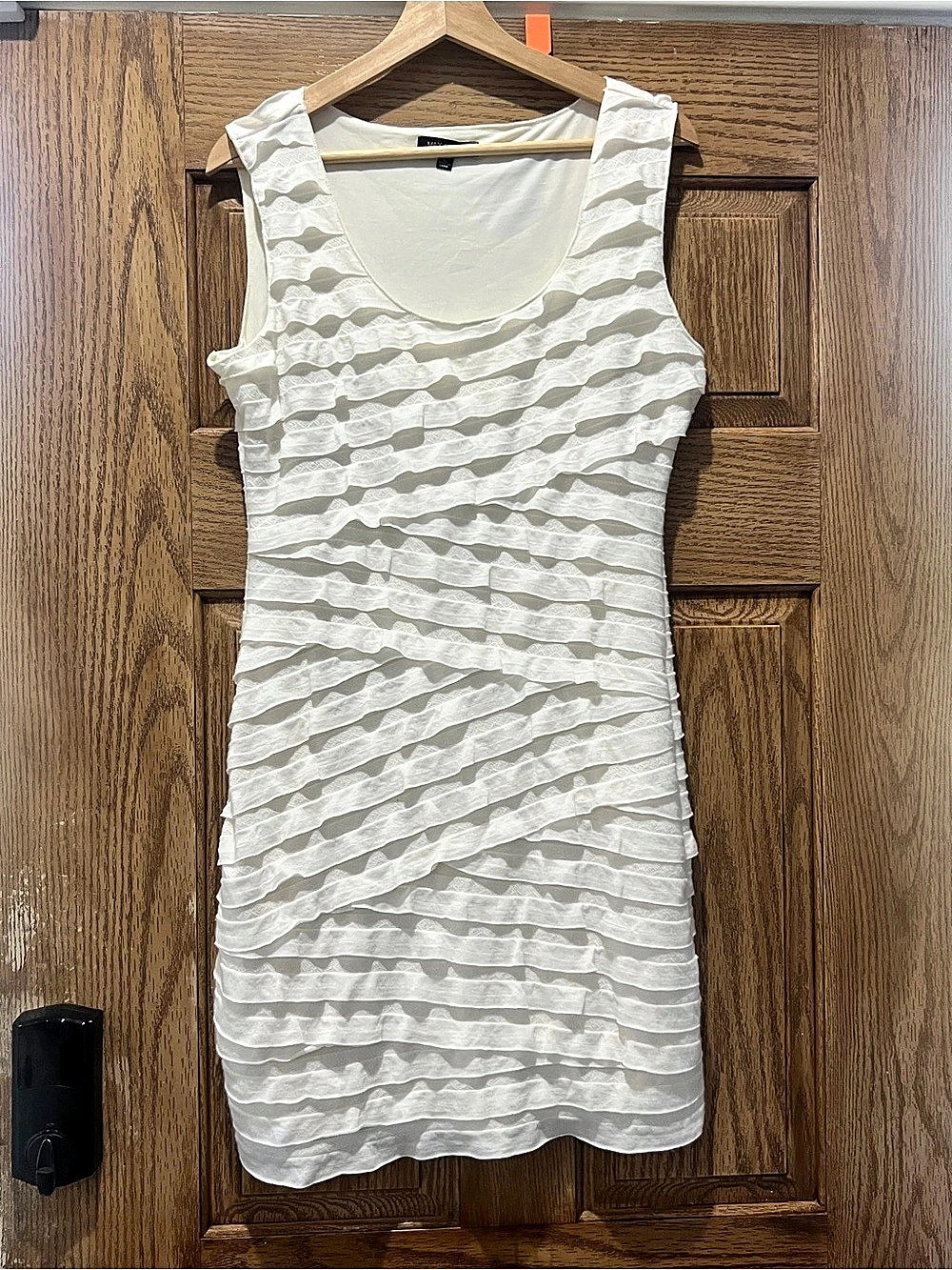 Vintage Max Edition White Sleeveless Ruffle Mini Body Con Dress White L 00s Y2K